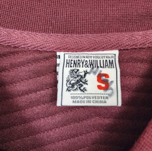 Henry & William Men's Maroon Stylized  Gold Side Zippers Pullover Sweater, sz SM - Picture 2 of 9